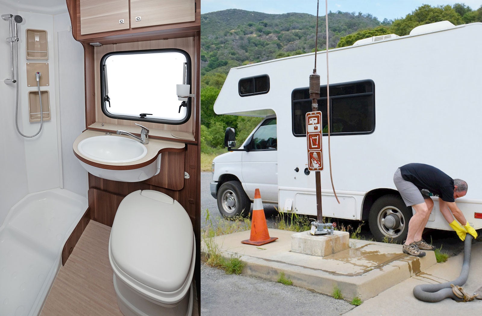Portable RV/camper toilet and holding tank setup in Keene, New Hampshire