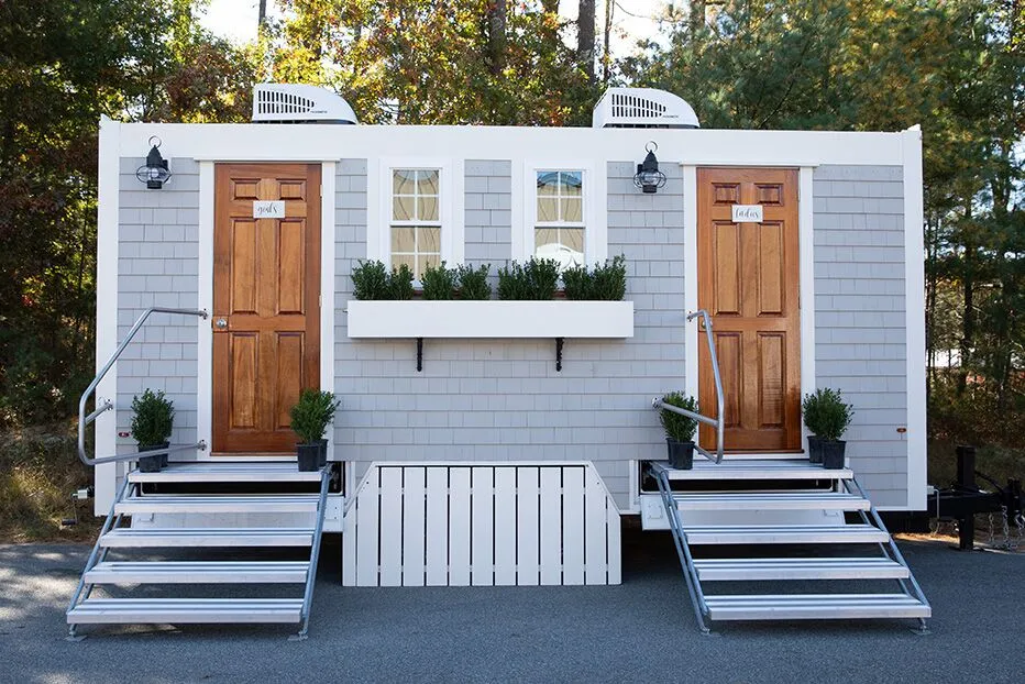 Wedding restroom units discretely staged at a venue in Keene, New Hampshire